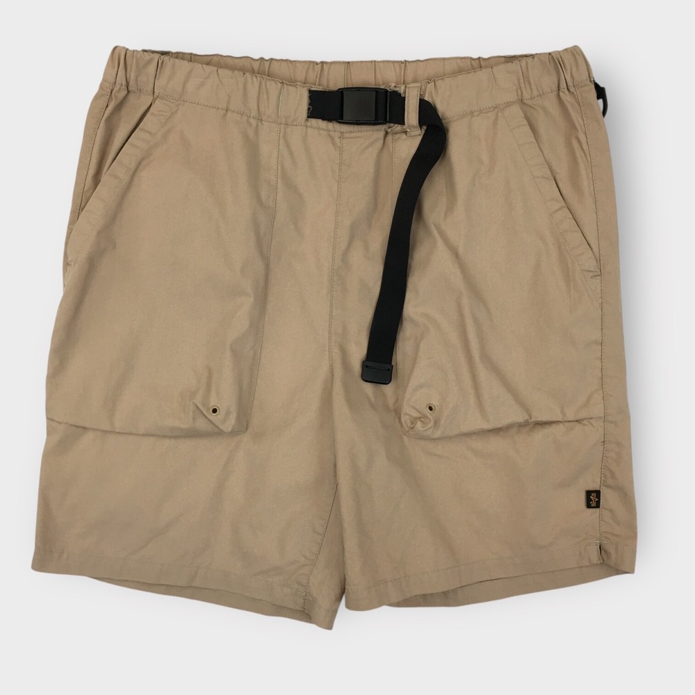 ALPHA‎ INDUSTRIES Belted Pull On Shorts Vintage Khaki Mens Size Medium